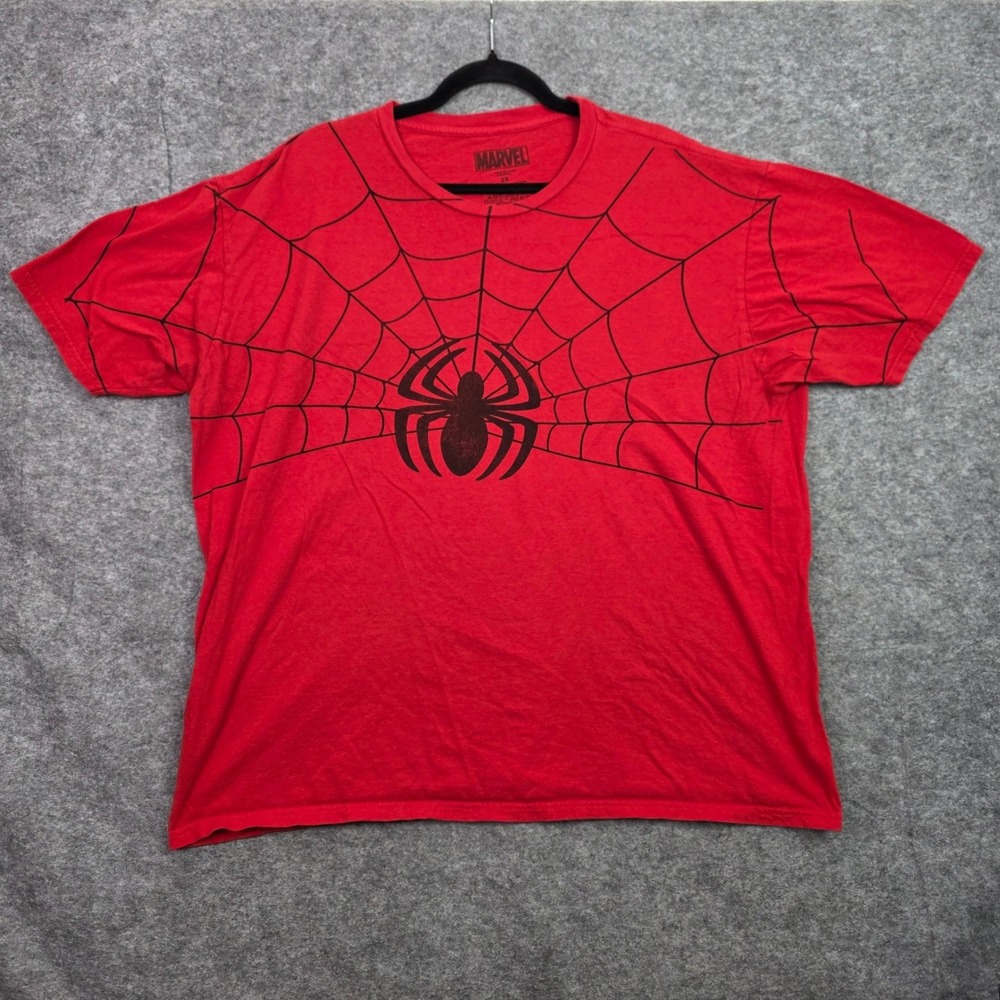 Marvel Spiderman Red Graphic T-Shirt Mens 2X Spider Web Logo Short Sleeve Tee